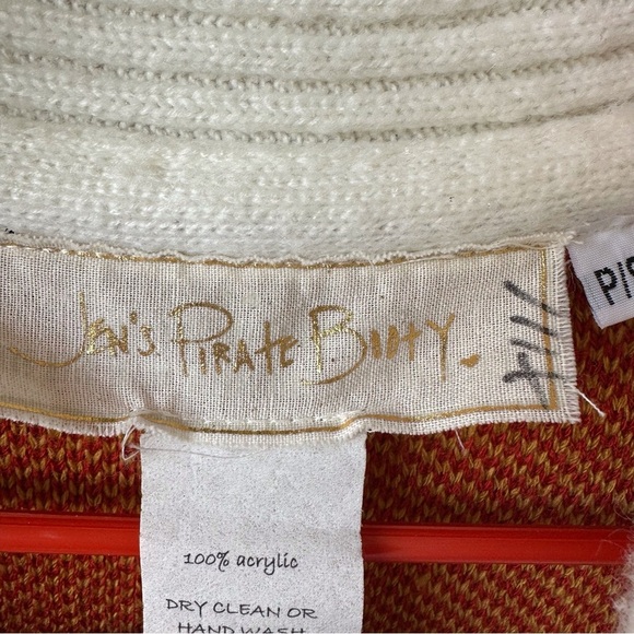 Jen’s Pirate Booty Freedom Star Cardigan Rust Yellow Reversible Holiday Sweater - Picture 11 of 15